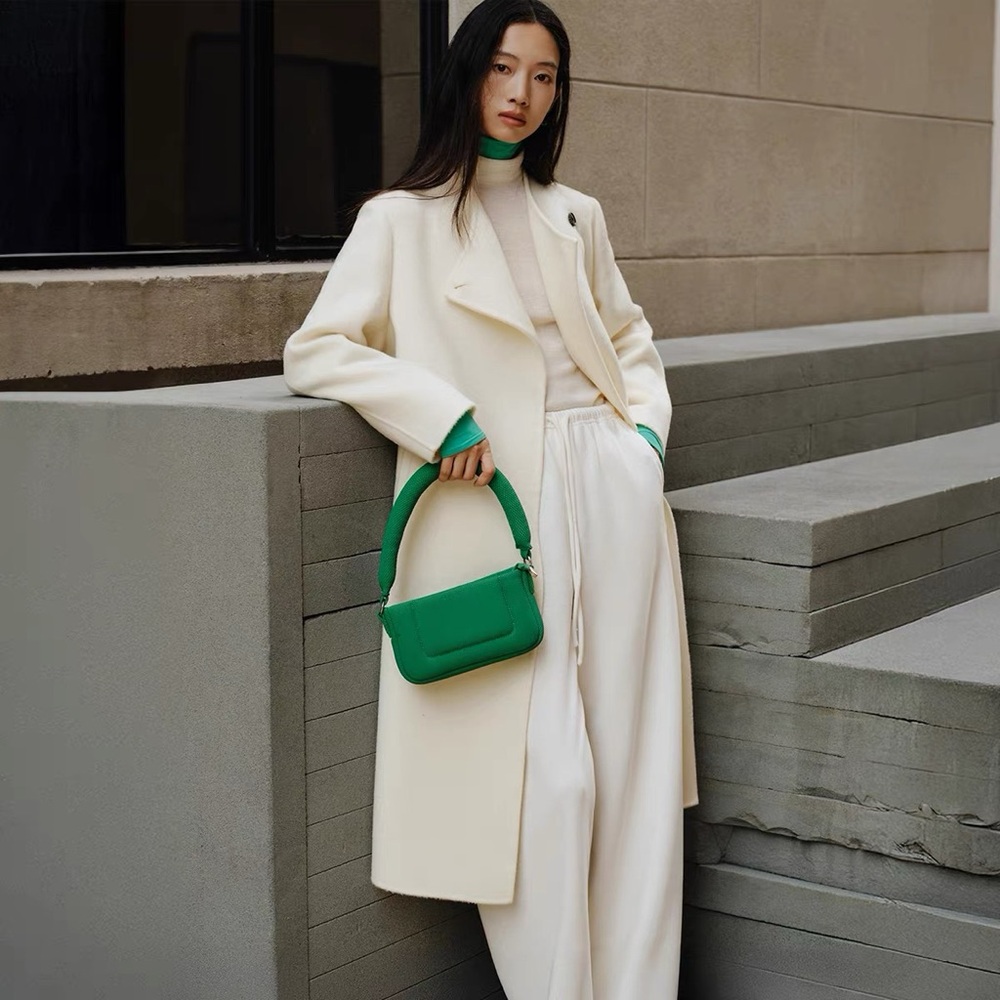 Pure White Wool Long Coat